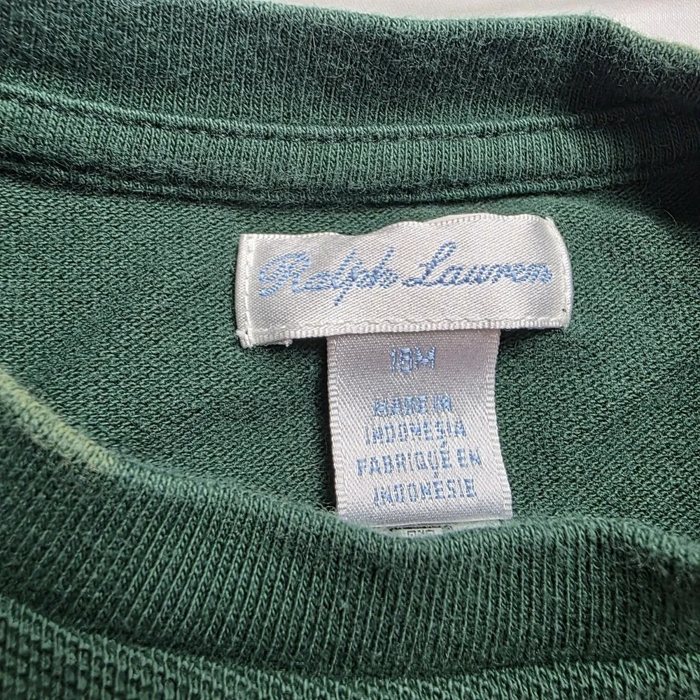 Ralph Lauren Toddler boy's shirt long sleeve green all over print 18 months